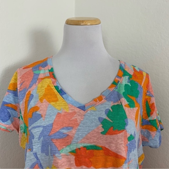 Joie 100% Linen Top Women’s 1X Colorful V Neck Short Sleeve Lightweight Coastal - Picture 12 of 16